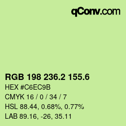 カラーコード: RGB 198 236.2 155.6 | qconv.com