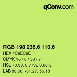 カラーコード: RGB 198 236.6 110.6 | qconv.com