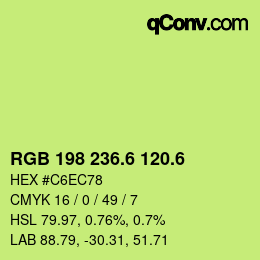 カラーコード: RGB 198 236.6 120.6 | qconv.com