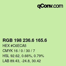 カラーコード: RGB 198 236.6 165.6 | qconv.com