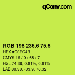 カラーコード: RGB 198 236.6 75.6 | qconv.com