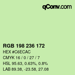 颜色代码: RGB 198 236 172 | qconv.com