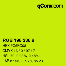 Color code: RGB 198 236 8 | qconv.com