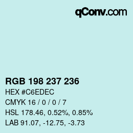 Color code: RGB 198 237 236 | qconv.com