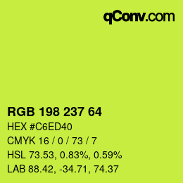 颜色代码: RGB 198 237 64 | qconv.com