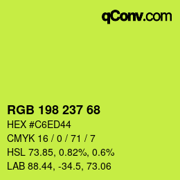 Color code: RGB 198 237 68 | qconv.com
