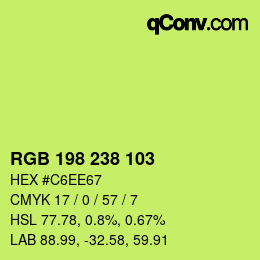 Color code: RGB 198 238 103 | qconv.com