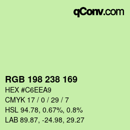 Color code: RGB 198 238 169 | qconv.com