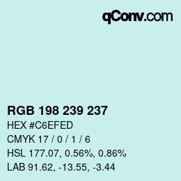 Color code: RGB 198 239 237 | qconv.com