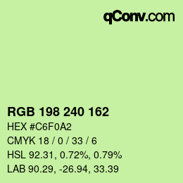Color code: RGB 198 240 162 | qconv.com