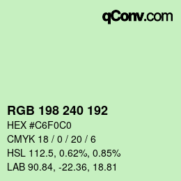 Color code: RGB 198 240 192 | qconv.com