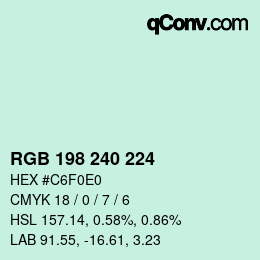 Color code: RGB 198 240 224 | qconv.com