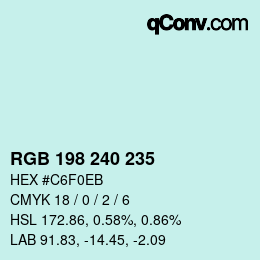Color code: RGB 198 240 235 | qconv.com