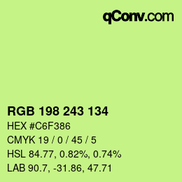 Farbcode: RGB 198 243 134 | qconv.com