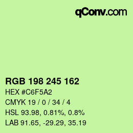 Color code: RGB 198 245 162 | qconv.com