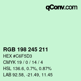 Color code: RGB 198 245 211 | qconv.com