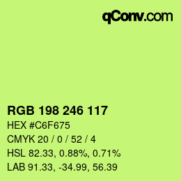 Color code: RGB 198 246 117 | qconv.com