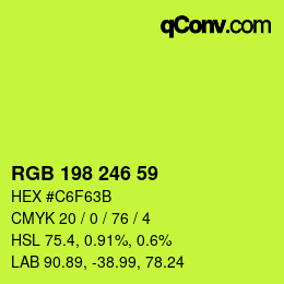 Color code: RGB 198 246 59 | qconv.com