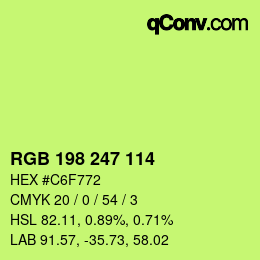 Color code: RGB 198 247 114 | qconv.com