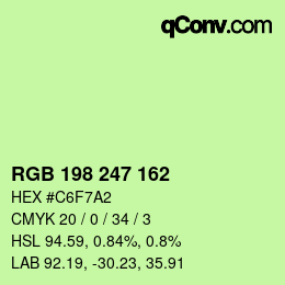 Color code: RGB 198 247 162 | qconv.com