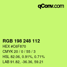カラーコード: RGB 198 248 112 | qconv.com