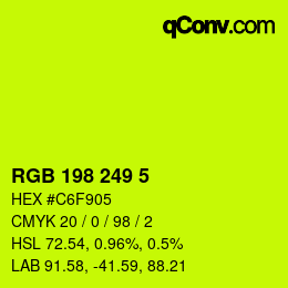 Color code: RGB 198 249 5 | qconv.com