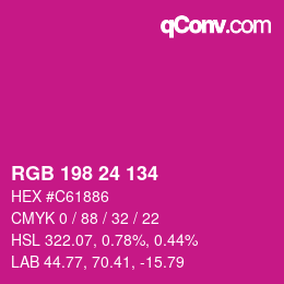 Color code: RGB 198 24 134 | qconv.com