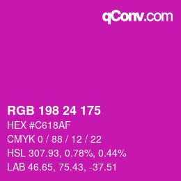 カラーコード: RGB 198 24 175 | qconv.com