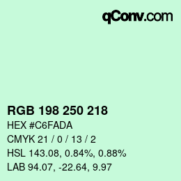 Color code: RGB 198 250 218 | qconv.com