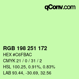 カラーコード: RGB 198 251 172 | qconv.com