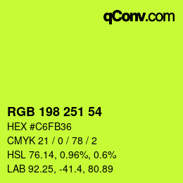 Color code: RGB 198 251 54 | qconv.com