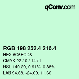 カラーコード: RGB 198 252.4 216.4 | qconv.com