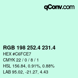 カラーコード: RGB 198 252.4 231.4 | qconv.com