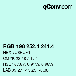 カラーコード: RGB 198 252.4 241.4 | qconv.com