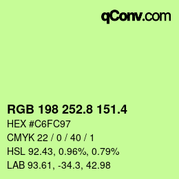 カラーコード: RGB 198 252.8 151.4 | qconv.com