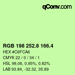 カラーコード: RGB 198 252.8 166.4 | qconv.com