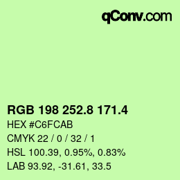 カラーコード: RGB 198 252.8 171.4 | qconv.com