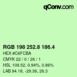 カラーコード: RGB 198 252.8 186.4 | qconv.com
