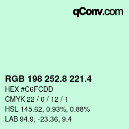 カラーコード: RGB 198 252.8 221.4 | qconv.com