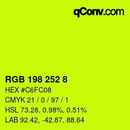 Color code: RGB 198 252 8 | qconv.com
