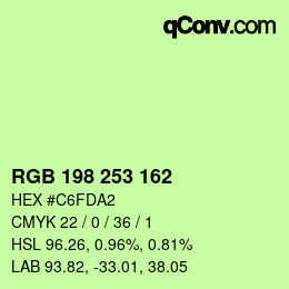 Color code: RGB 198 253 162 | qconv.com