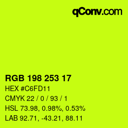 Color code: RGB 198 253 17 | qconv.com