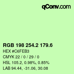 カラーコード: RGB 198 254.2 179.6 | qconv.com