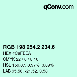 カラーコード: RGB 198 254.2 234.6 | qconv.com