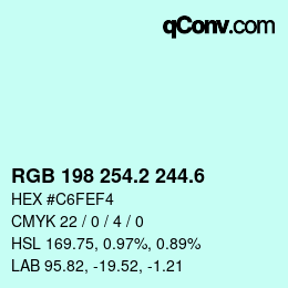 カラーコード: RGB 198 254.2 244.6 | qconv.com