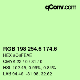 カラーコード: RGB 198 254.6 174.6 | qconv.com