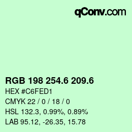 カラーコード: RGB 198 254.6 209.6 | qconv.com