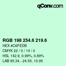 カラーコード: RGB 198 254.6 219.6 | qconv.com