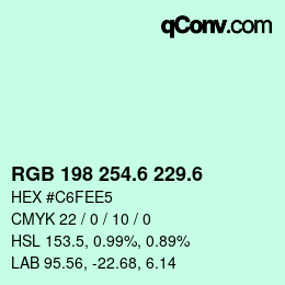 カラーコード: RGB 198 254.6 229.6 | qconv.com