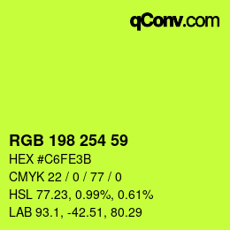 カラーコード: RGB 198 254 59 | qconv.com